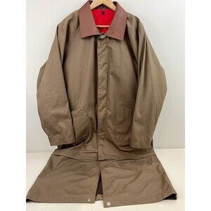 Gilrichco Mens Canvas Trench Coat Sz XL Convertible Removable Lining Leather